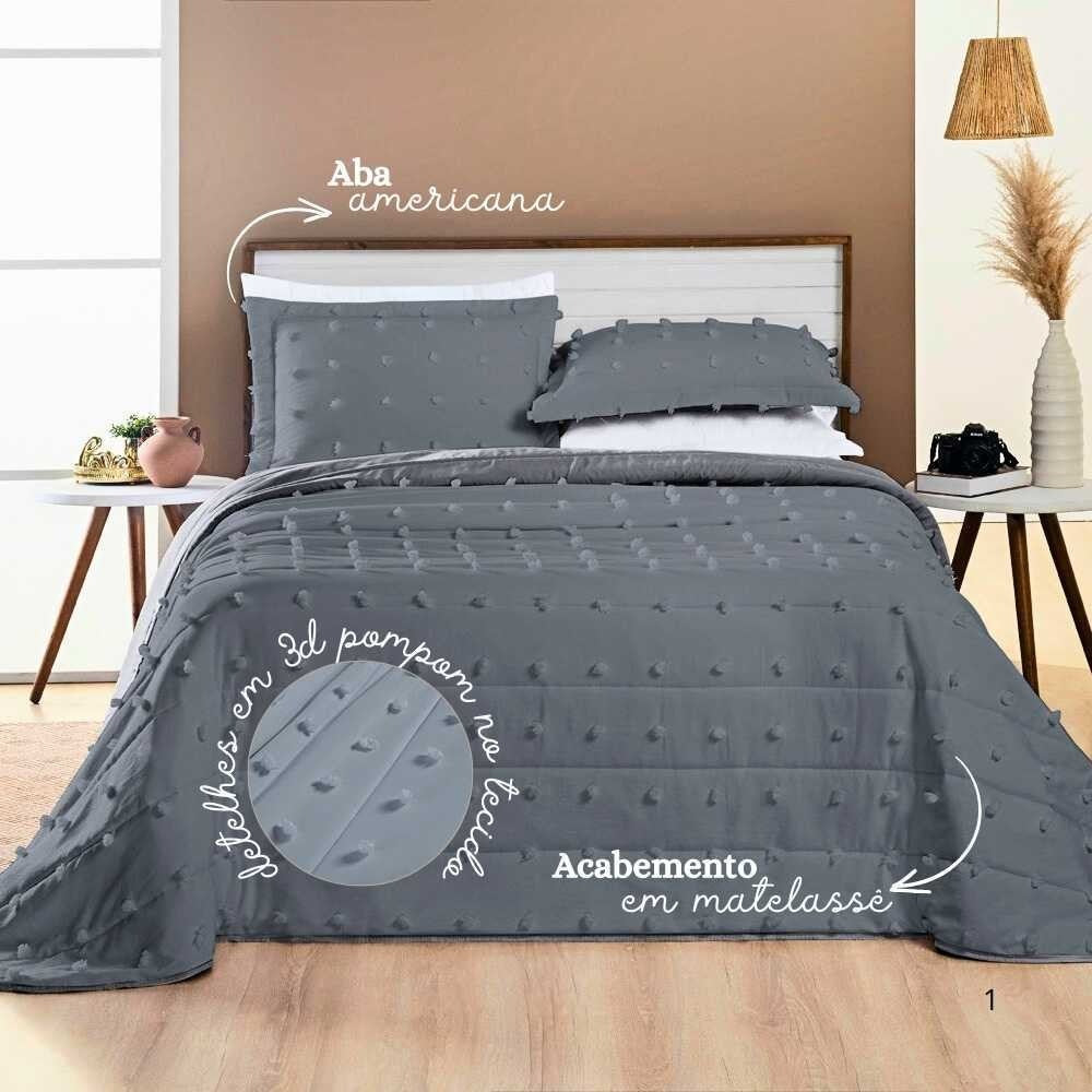Cobre Leito Poppy 3 Peças – 300 Fios Percal – Dupla Face