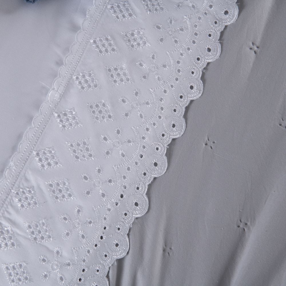 Kit Cama Posta Casal 10 Peças em Percal 300 Fios com Bordado Inglês