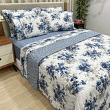 Kit Confort Print Percal 07 Peças - 300 Fios Cobre Leito + Jogo de Lençol  Dupla Face