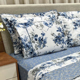 Kit Confort Print Percal 07 Peças - 300 Fios Cobre Leito + Jogo de Lençol  Dupla Face