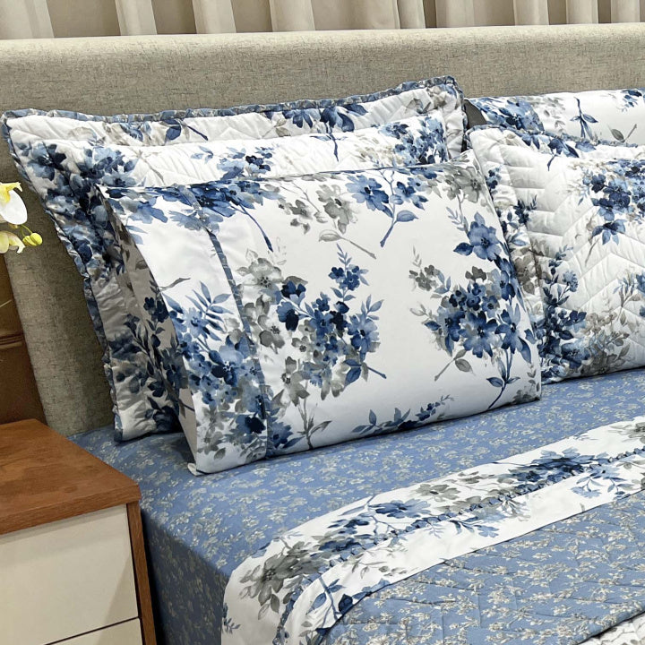 Kit Confort Print Percal 07 Peças - 300 Fios Cobre Leito + Jogo de Lençol  Dupla Face