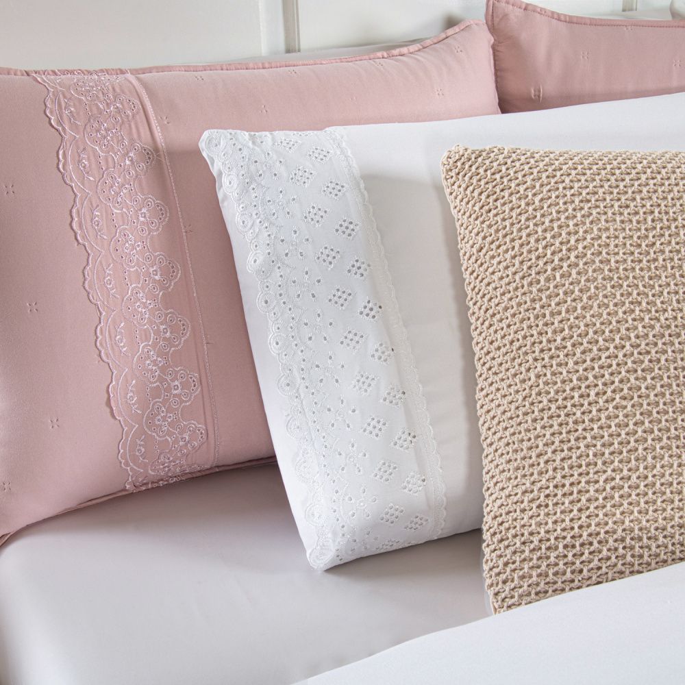 Kit Cama Posta Casal 10 Peças em Percal 300 Fios com Bordado Inglês