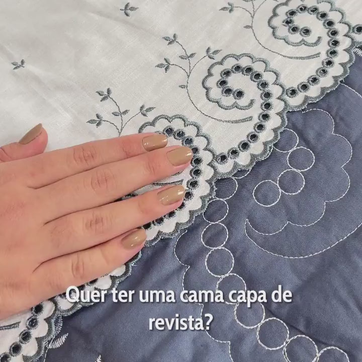 Kit Cobre Leito Mistral + Jogo de Lençol 7 Peças - 200 Fios Algodão Luxo