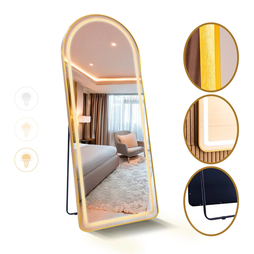 Espelho Base Reta 170X70 com Suporte de Chão + LED 3 Intensidades