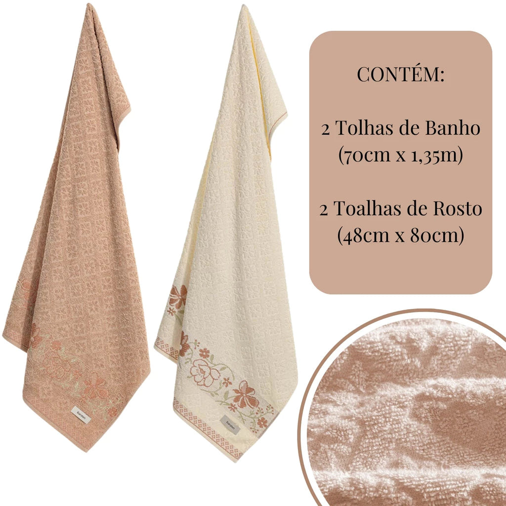 Jogo de Toalhas Yuna 4 Peças – 430 g/m²